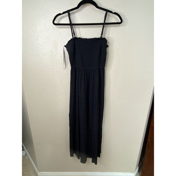 Hollister Womens Black Smocked Maxi Dress Adjustable Straps Size S Polyester - Picture 2 of 9